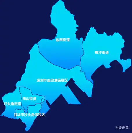 echarts深圳市盐田区geoJson地图局部颜色渐变